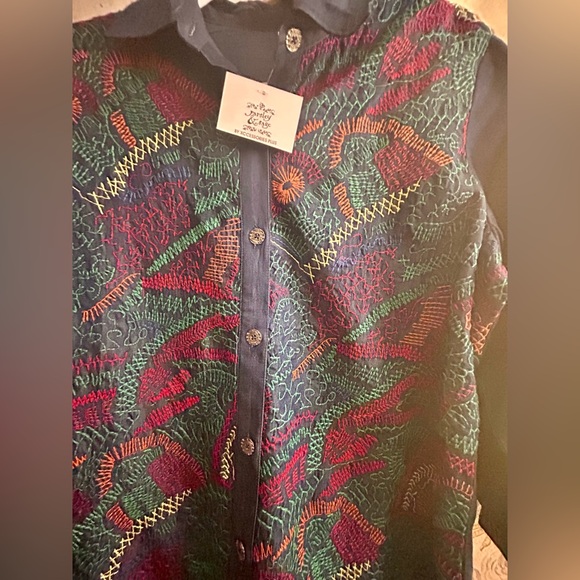 New Boho Parsley & Sage Embroidered Blouse Top SZ Medium - Picture 3 of 9